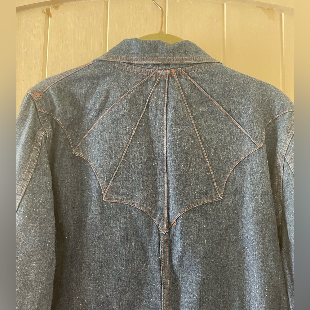 Women’s Vintage Jean Denim Blazer Jacket 2 Buttons With Pockets Size 40 Cotton - Picture 6 of 7
